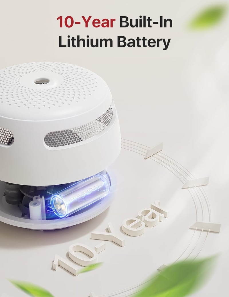 X-Sense XS01 Mini Füstérzékelő – 10 Éves Elem, LED Jelzőfény és Némító Gomb, Kompakt Tűzjelző Otthonra