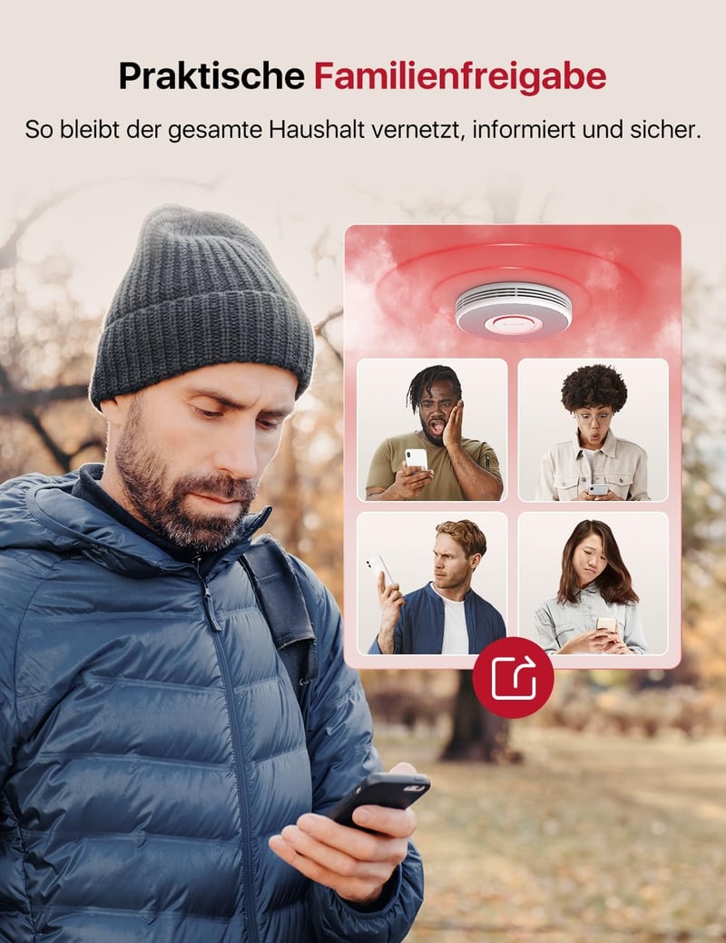 X-Sense XS0B-MR Okos Füstérzékelő WLAN Hangkimenettel, 17 Helyszínnel - Vezeték Nélküli Tűzjelző, 5 Éves Elemmel, SBS50 Bázisállomással Komp