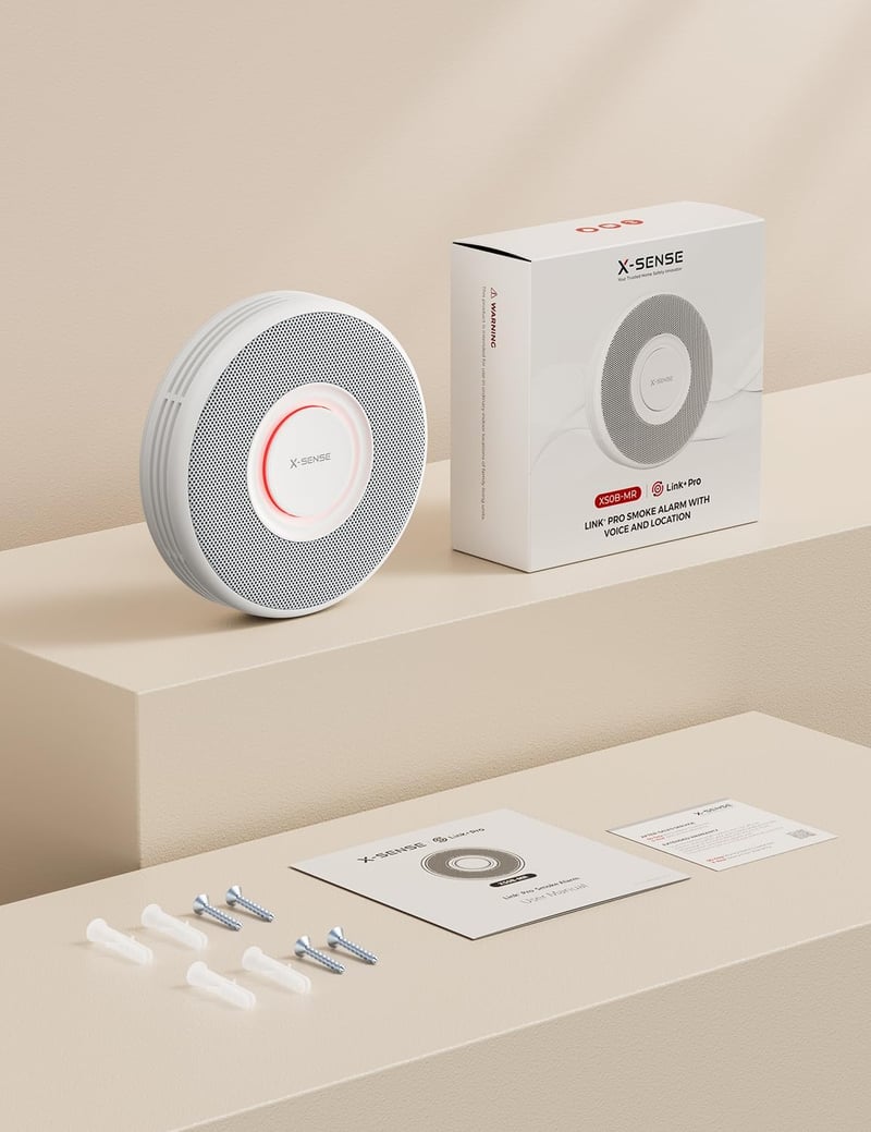 X-Sense XS0B-MR Okos Füstérzékelő WLAN Hangkimenettel, 17 Helyszínnel - Vezeték Nélküli Tűzjelző, 5 Éves Elemmel, SBS50 Bázisállomással Komp