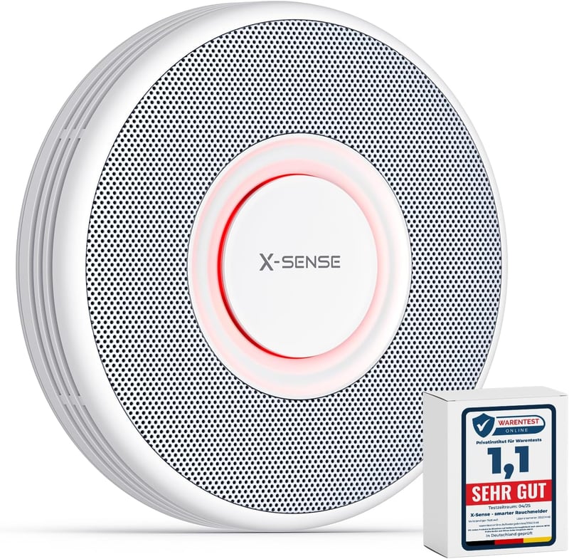 X-Sense XS0B-MR Okos Füstérzékelő WLAN Hangkimenettel, 17 Helyszínnel - Vezeték Nélküli Tűzjelző, 5 Éves Elemmel, SBS50 Bázisállomással Komp