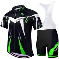 Set de ciclism pentru bărbați X-TIGER cu tricou cu mânecă scurtă și pantaloni scurți cu gel 5D, pentru ciclism montan 1