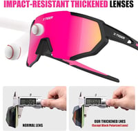 Ochelari sport pentru ciclism X-TIGER UV400 cu 5 lentile interschimbabile, ramă TR90, cu bandă de fixare și agățători pentru urechi, pentru bărbați și femei, pentru alergare 4