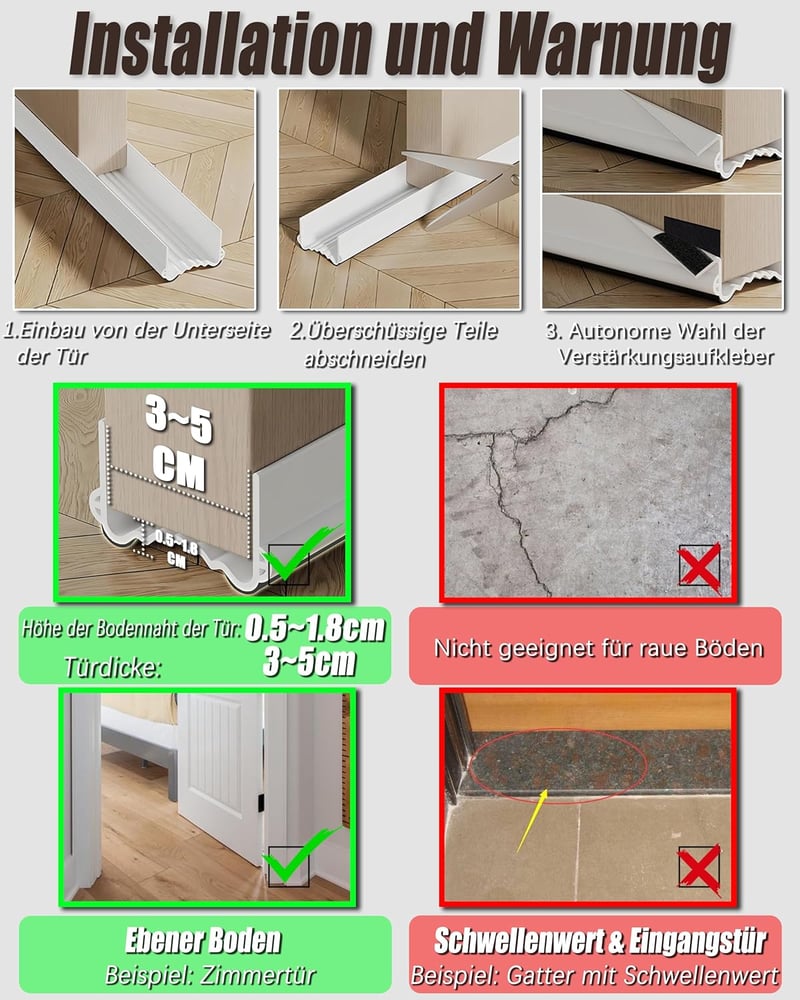 XAOCED 2db Ajtótömítés Draught Excluder 100cm Önműködő Barna