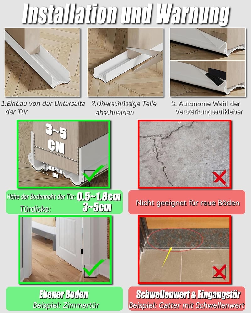 XAOCED 2db Ajtótömítés Draught Excluder 100cm Önműködő Hangszigetelés Fehér