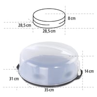 Xavax okrugla kutija za transport torti s poklopcem, promjer 31,5 cm, unutarnja visina 8 cm, s pomagalom za rezanje, antracit podloga, prozirni poklopac 5
