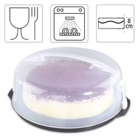 Xavax okrugla kutija za transport torti s poklopcem, promjer 31,5 cm, unutarnja visina 8 cm, s pomagalom za rezanje, antracit podloga, prozirni poklopac 2