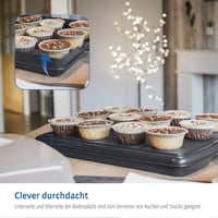 Obdĺžnikový box na prenášanie koláčov Xavax s vekom a rukoväťou, vhodný do umývačky riadu, sivý – tortový box, úložný box na párty 7