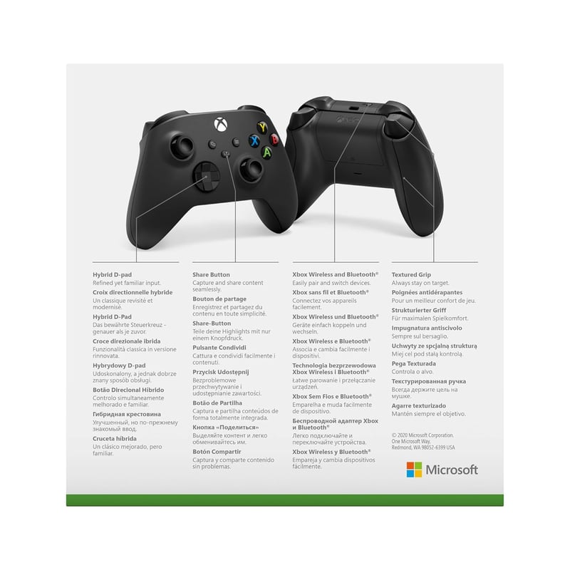 Xbox Wireless Controller Szénfekete Vezeték Nélküli Gamepad - Carbon Black, 2025 packaging
