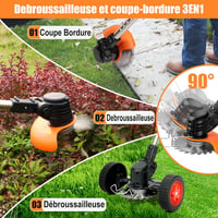 Xbzzgmg 21V akkumulátoros fűszegélynyíró 2x4,0 Ah akkuval, 90°-os forgófejjel, teleszkópos nyéllel 2