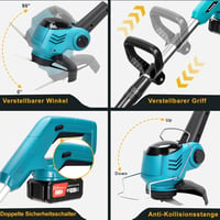 Motocoasă cu acumulator Xbzzgmg, telescopică, cu 2 acumulatori și 2 capete de tăiere - albastru 7