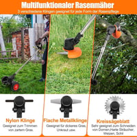 Xbzzgmg Akkumulátoros Fűszegélynyíró 2×4.0 mAh Akkuval - Elektromos Fűkasza 4 Féle Pengével, Kihúzható Kerekekkel, Kerti Gyomvágó 3