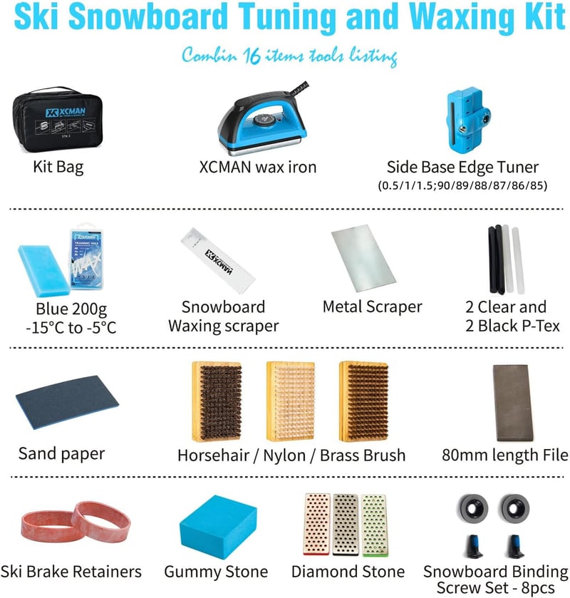 XCMAN Teljes Sí és Snowboard Tuning Készlet Viaszkészítő Vassal és Élcsiszolóval