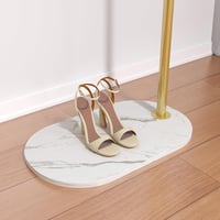 XCRFKGW Fém Ruhaállvány 15 Horgos Márvány Talapzattal Arany 162cm 7