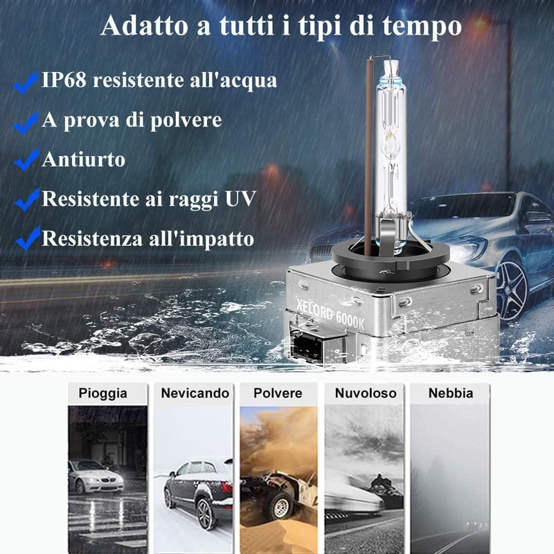 XELORD D1S 6000K Xenon Fényszóró Izzó 35W 12V HID Fehér Autó Lámpa 2db