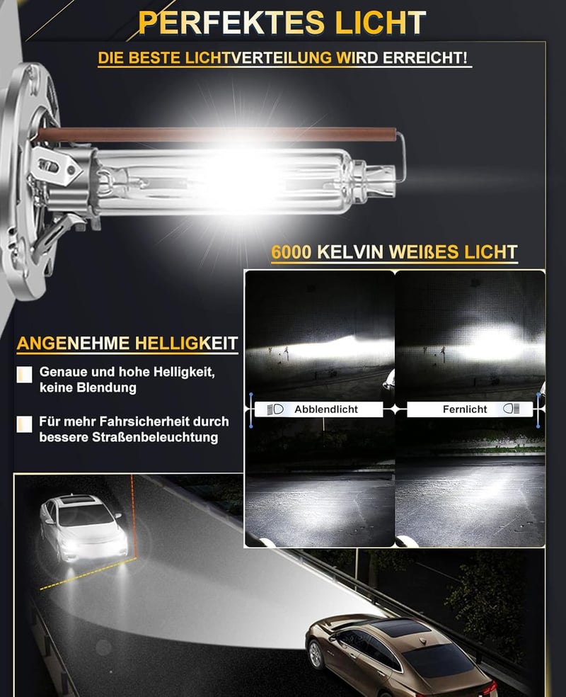XELORD D1S D3S Xenon izzó 6000K HID fényszóró 35W 12V 2db