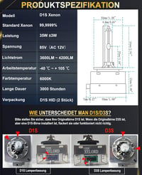 XELORD D1S D3S Xenon izzó 6000K HID fényszóró 35W 12V 2db 5