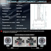 XELORD D3S 6000K Xenon Izzó Autóhoz 35W 12V Fényszóró Lámpa 2db 4