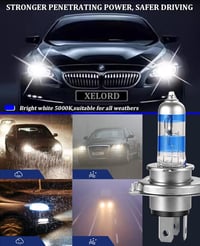 XELORD H4 55W 12V Xenon Fehér Autó Fényszóró Izzó E-Mark 2db 3