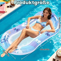 Saltea Gonflabilă de Apă Xerteam, Ovală, Albastră, cu Model de Muscă - Saltea Plutitoare de Grădină pentru Adulți 2
