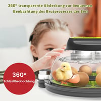 XFD-8 Keltetőgép 8 Tojáshoz - Automata Forgatás, Külső Víztartály, Digitális Hőmérséklet Szabályozás, Csirke és Fürj Tojásokhoz 6