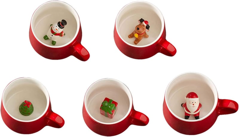 Xfeyaqlo Karácsonyi Bögre Szett 350ml - Mikulás, Rénszarvas, Hóember Porcelán
