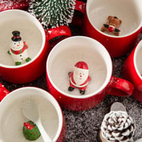 Xfeyaqlo Karácsonyi Bögre Szett 350ml - Mikulás, Rénszarvas, Hóember Porcelán 3