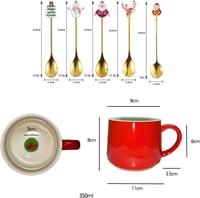 Xfeyaqlo Karácsonyi Bögre Szett 350ml - Mikulás, Rénszarvas, Hóember Porcelán 2