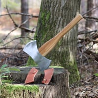 Xforst Viking kétfejű fejsze 42 cm 1,4 kg kovácsolt szénacél pengével hickory nyéllel bőr vágóvédővel 8