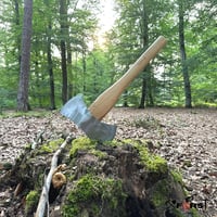 Xforst Viking kétfejű fejsze 42 cm 1,4 kg kovácsolt szénacél pengével hickory nyéllel bőr vágóvédővel 3