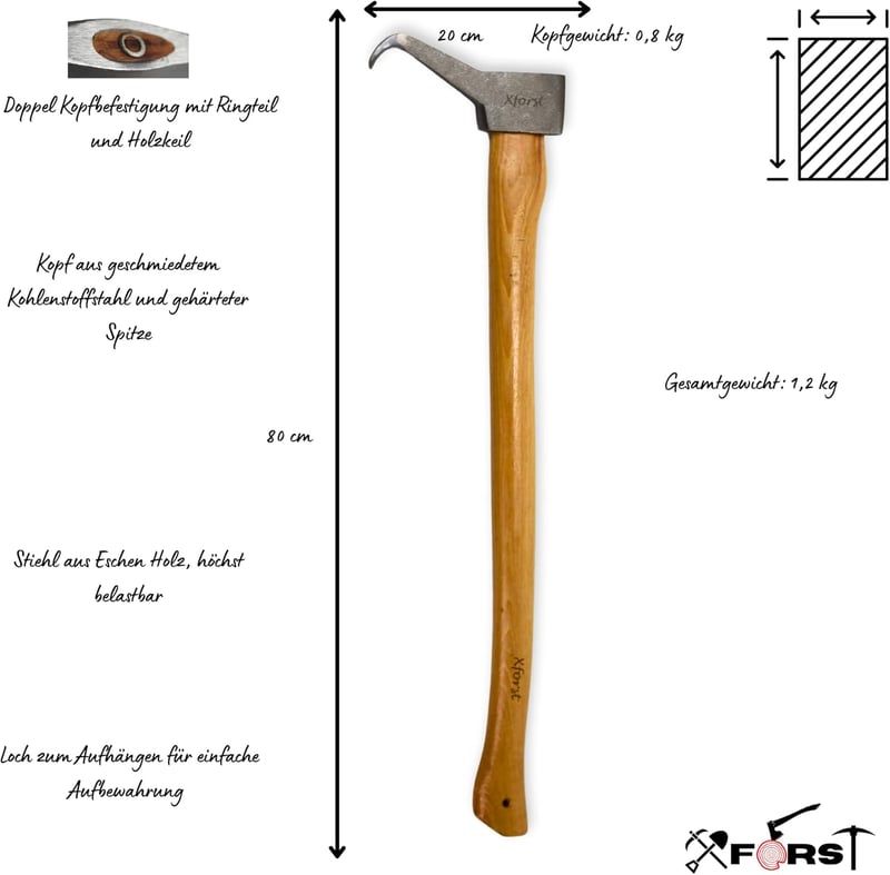Xforst X-P88 Sappie Fa Mozgatásához 80cm Nyírfa Nyéllel 0,8kg