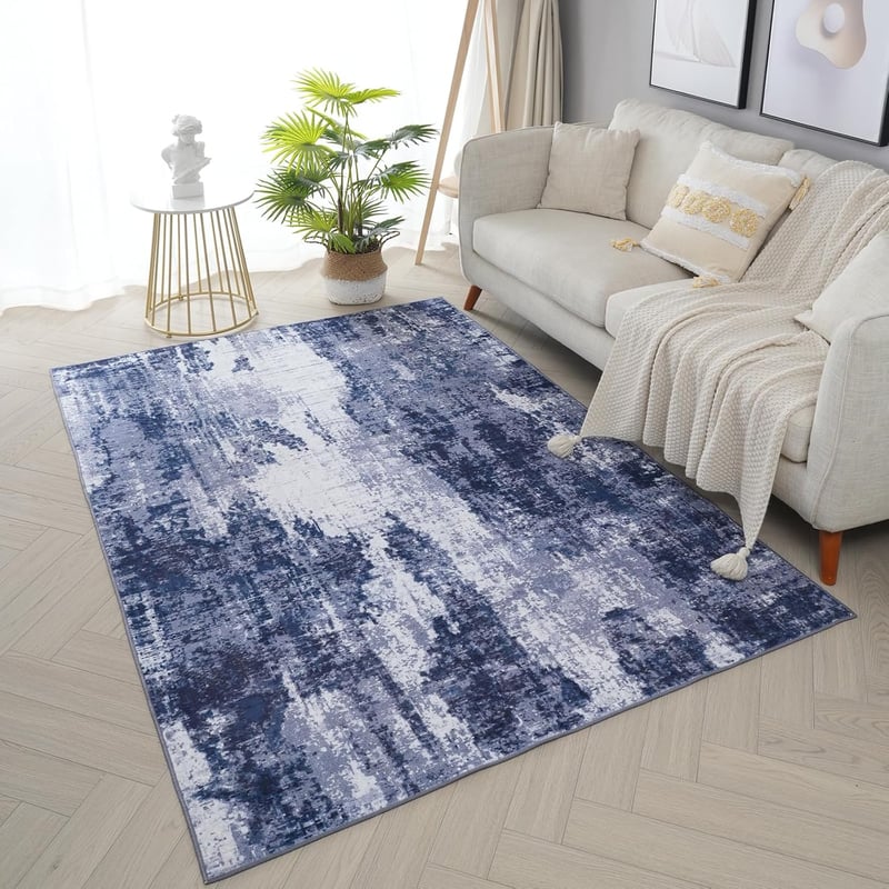 Xfrog Modern Mosható Szőnyeg Nappalihoz Hálóhoz Gyerekszobához 160x230cm Sötétkék Szürke