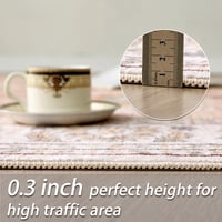 Covor Vintage Lavabil Xfrog cu Fir Scurt, Antiderapant, Model Tradițional, pentru Sufragerie, Bucătărie, Birou, 160x230 cm, Roz 4