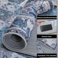 Xfrog Virágmintás Boho Szőnyeg 160x230cm - Csúszásmentes Mosható Puha Szőnyeg Nappalihoz 3