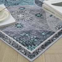 Xfrog Virágmintás Boho Szőnyeg 160x230cm - Csúszásmentes Mosható Puha Szőnyeg Nappalihoz 5