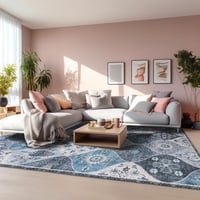 Xfrog Virágmintás Boho Szőnyeg 160x230cm - Csúszásmentes Mosható Puha Szőnyeg Nappalihoz 6