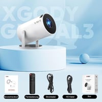 XGODY Gimbal 3 Mini Projektor Android 11.0, Natív 720P HD 4K Támogatás, 12000 Lumen WiFi 6 Bluetooth Hordozható Beamer Otthoni Mozi 9