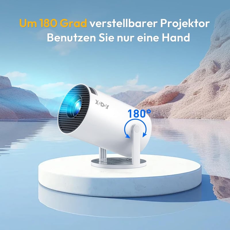 XGODY Gimbal 3 Mini Projektor Android 11.0, Natív 720P HD 4K Támogatás, 12000 Lumen WiFi 6 Bluetooth Hordozható Beamer Otthoni Mozi
