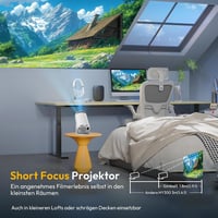 Mini proiector portabil XGODY 12000 lumeni alb cu gimbal, Android 11, nativ 720p, WiFi 6, Bluetooth, 4K, 1080p, home cinema, corecție trapezoidală automată 8