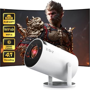 XGODY hordozható mini projektor 12000 lumen fehér gimbal 3 Android 11 natív 720p WiFi 6 Bluetooth 4K 1080p otthoni mozi autós trapézkorrekci