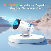 Mini proiector portabil XGODY 12000 lumeni alb cu gimbal, Android 11, nativ 720p, WiFi 6, Bluetooth, 4K, 1080p, home cinema, corecție trapezoidală automată 5