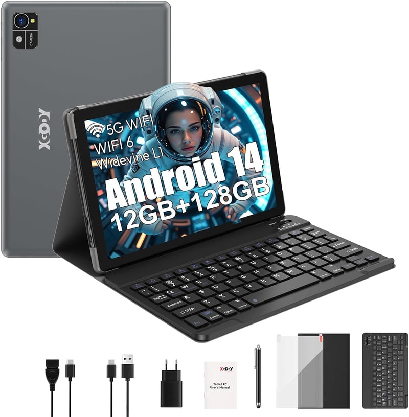 XGODY P60PRO 10,1" 4G LTE Tablet, Android 13, 12GB RAM, 128GB Tárhely, Billentyűzettel, 8000mAh Akkumulátor, FHD IPS Kijelző, Dual SIM