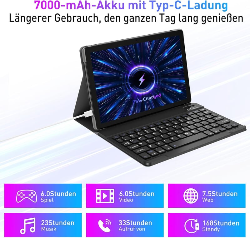 XGODY P60PRO 10,1" 4G LTE Tablet, Android 13, 12GB RAM, 128GB Tárhely, Billentyűzettel, 8000mAh Akkumulátor, FHD IPS Kijelző, Dual SIM