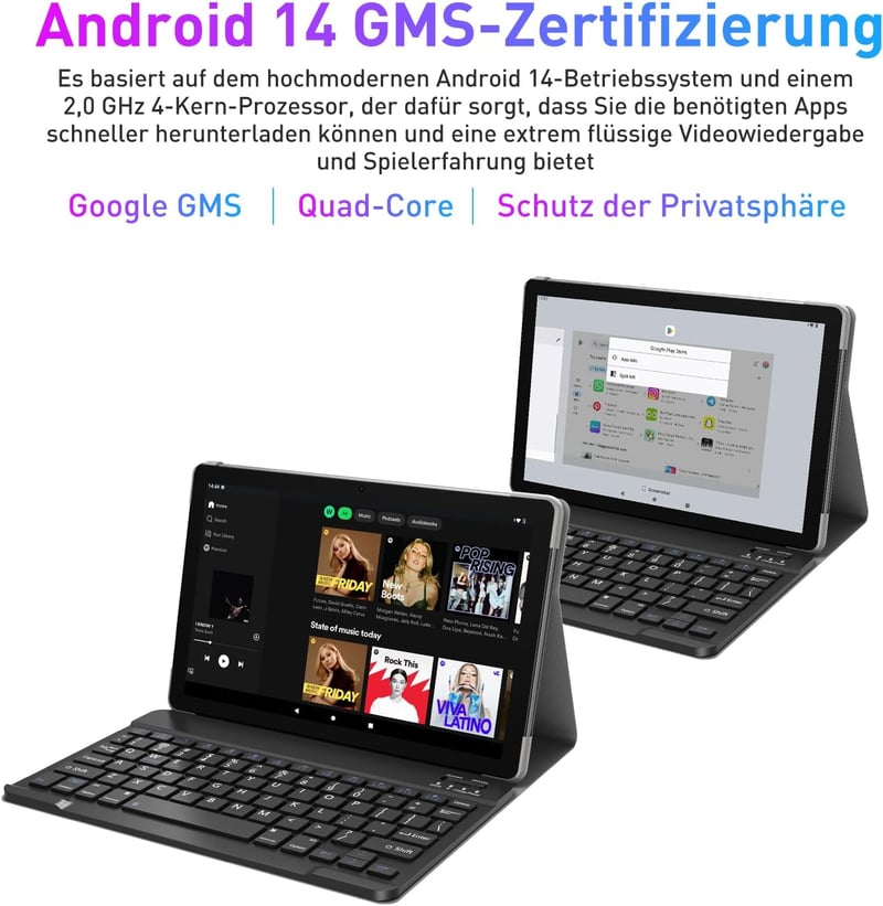 XGODY P60PRO 10,1" 4G LTE Tablet, Android 13, 12GB RAM, 128GB Tárhely, Billentyűzettel, 8000mAh Akkumulátor, FHD IPS Kijelző, Dual SIM