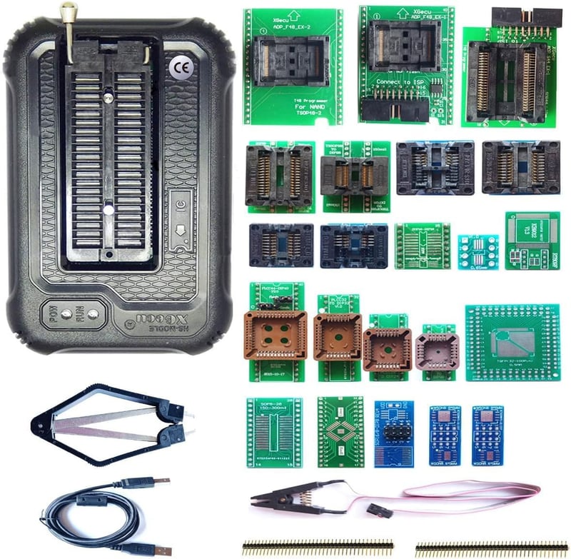 XGOIENZI T48 USB Programozó 22 Adapterrel - Xgecu TL866II Plus EPROM Flash BIOS Chip Programozó Windows Kompatibilis MCU AVR IC Fejlesztéshe