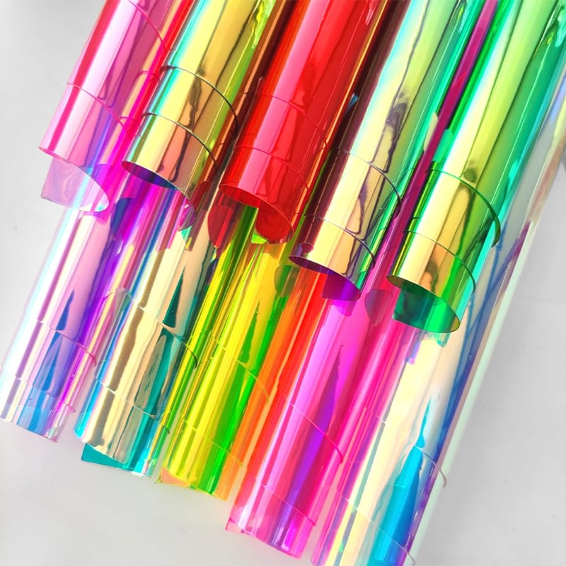 XHT 10 kom A4 Holografska prozirna PVC irizirajuća vinilna zrcalna folija laserska za ručni rad DIY mašne torbe nakit 30x21 cm serija A