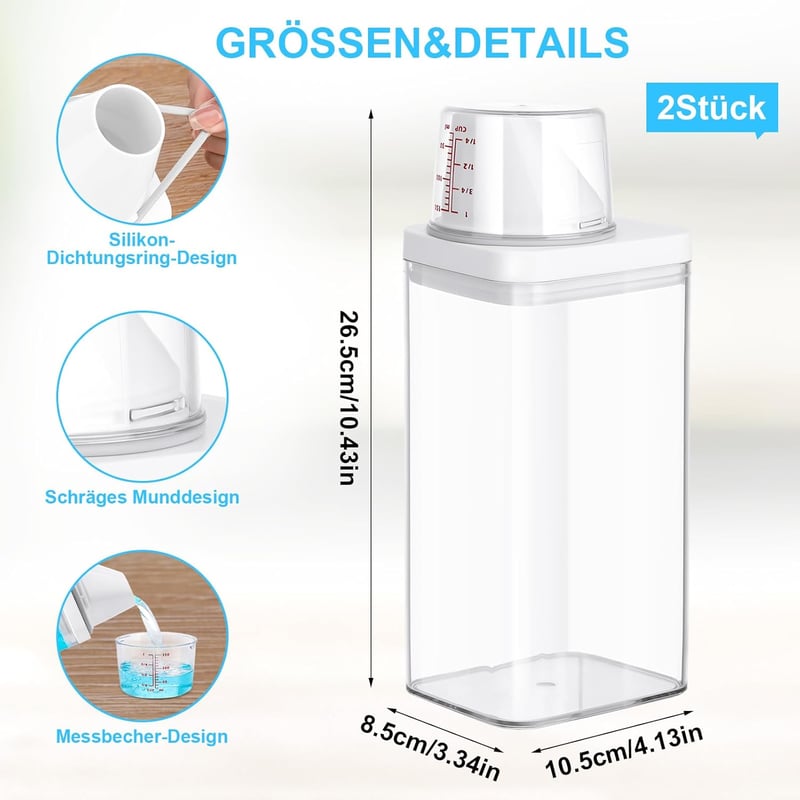 Xialvyu 2db 1500ml Mosószer Tároló Adagolóval Multifunkcionális Tartály