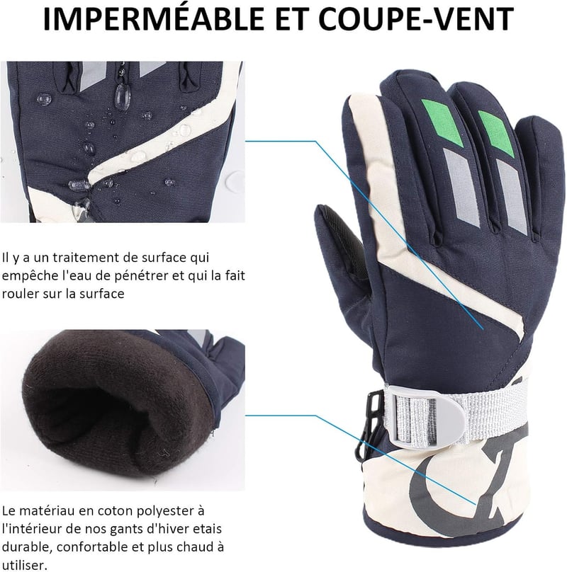 XIAOHAWANG Gyerek Sí Kesztyű Vízálló Téli Mittens 4-7 Év Fiú Lány Kerékpár Túrázás