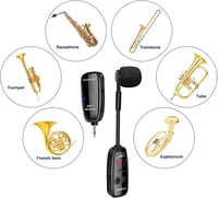 XIAOKOA Vezeték Nélküli Mikrofon Szaxofonhoz, UHF Hangszer Mikrofon Szaxofon Trombita Harsona Klarinét Adó Vevő Szett 4