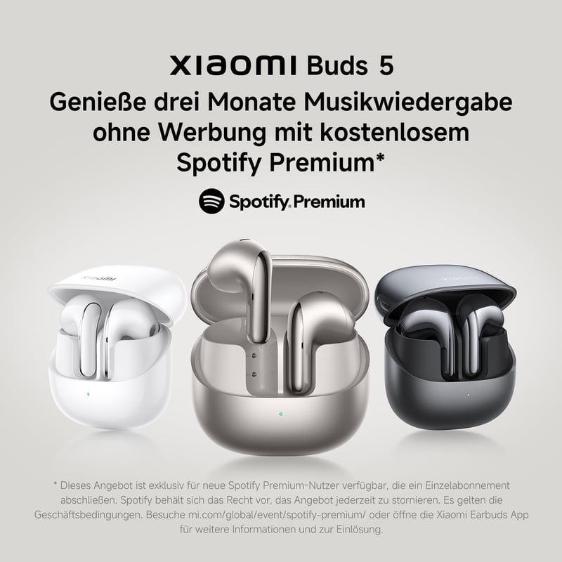 XIAOMI Buds 5 Szürke Fülhallgató 40dB Zajszűréssel, 39 Órás Akkumulátor, Kettős Meghajtó