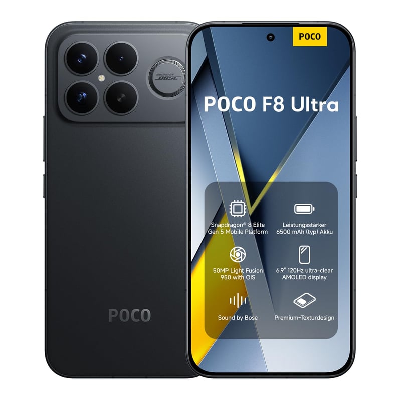 Smartfón XIAOMI Poco F8 Ultra – 12 GB RAM + 256 GB, 6,9-palcový 120 Hz AMOLED displej, 50 MP, 6500 mAh, čierny